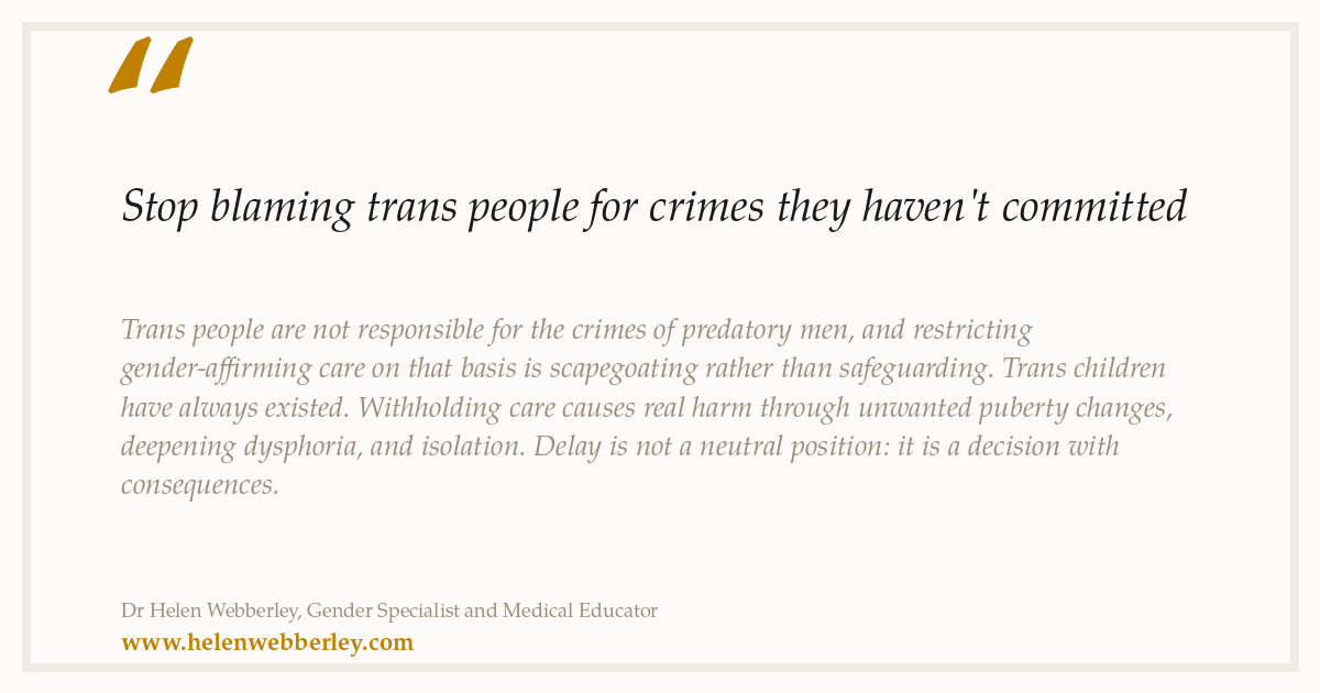 Stop blaming trans people for crimes they haven't committed
