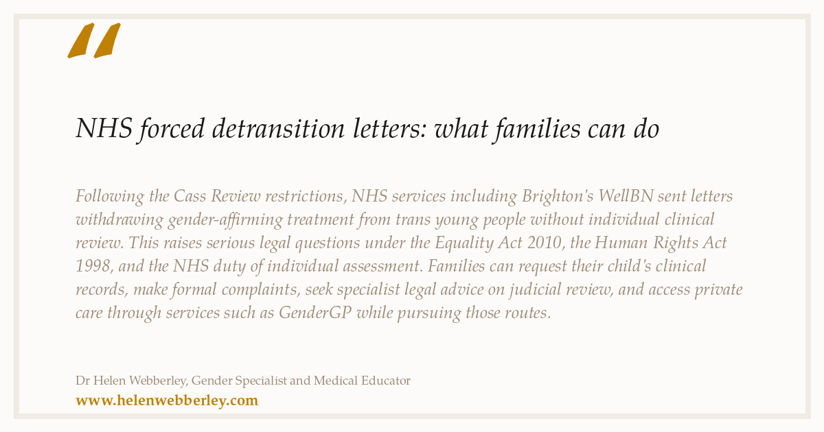 NHS forced detransition letters: what families can do