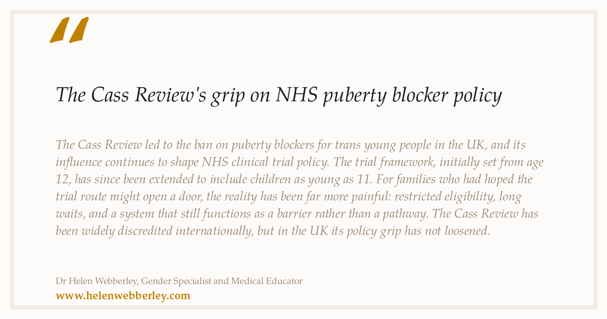 The Cass Review's grip on NHS puberty blocker policy