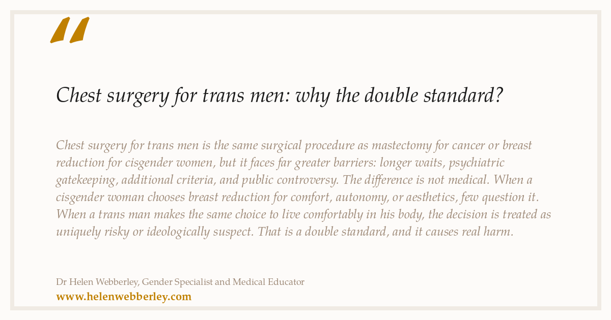 Chest surgery for trans men: why the double standard?